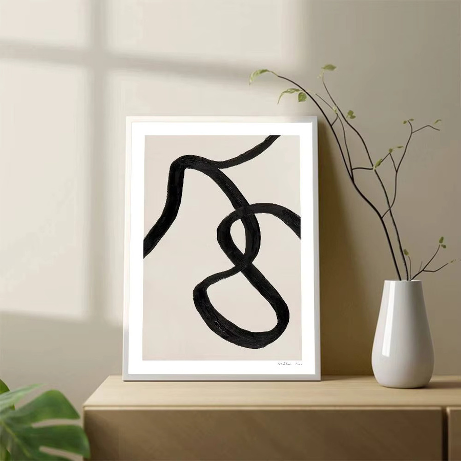 Kayou Wanddekoration Abstrakte Linien Poster Selbstklebender Papieraufkleber Minimalistisches Design in Schwarz, B/H: 10 x 15 cm - Bild 4
