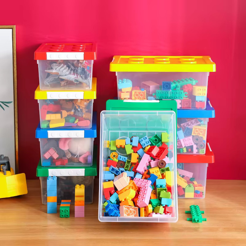 JETTING Kinder Baustein Aufbewahrungsbox Spielzeug Organizer Stapelbar in Grün und Mehrfarbig - Bild 2
