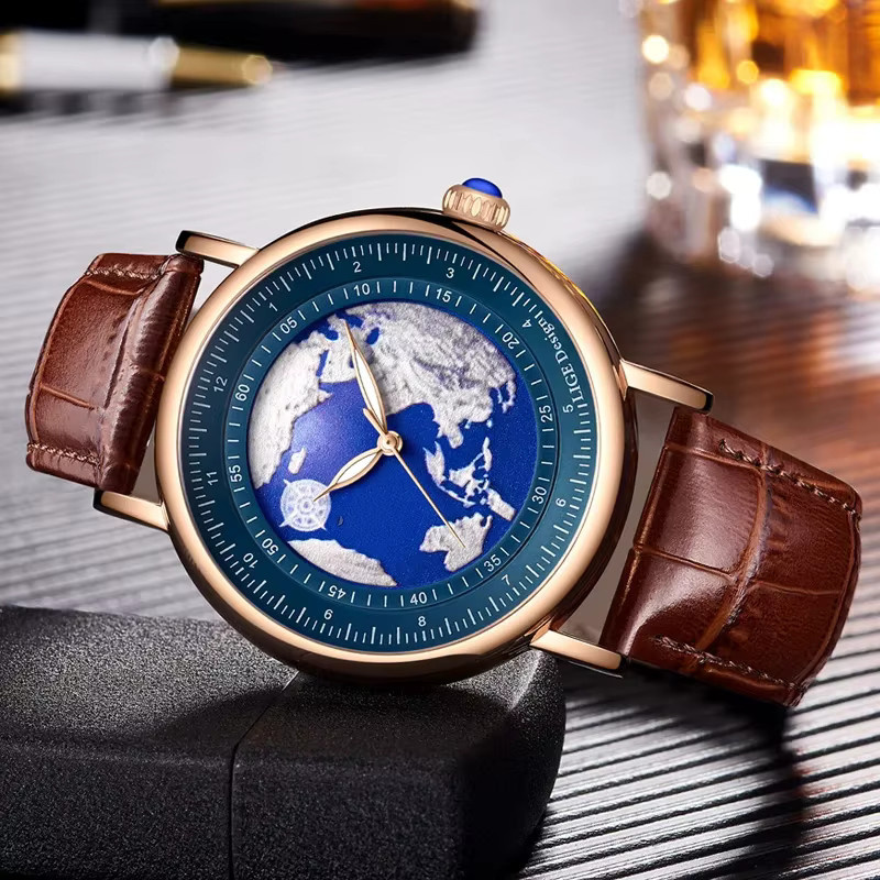 LIGE Armbanduhr Quarz, Leder, Weiß, Herren - Bild 4