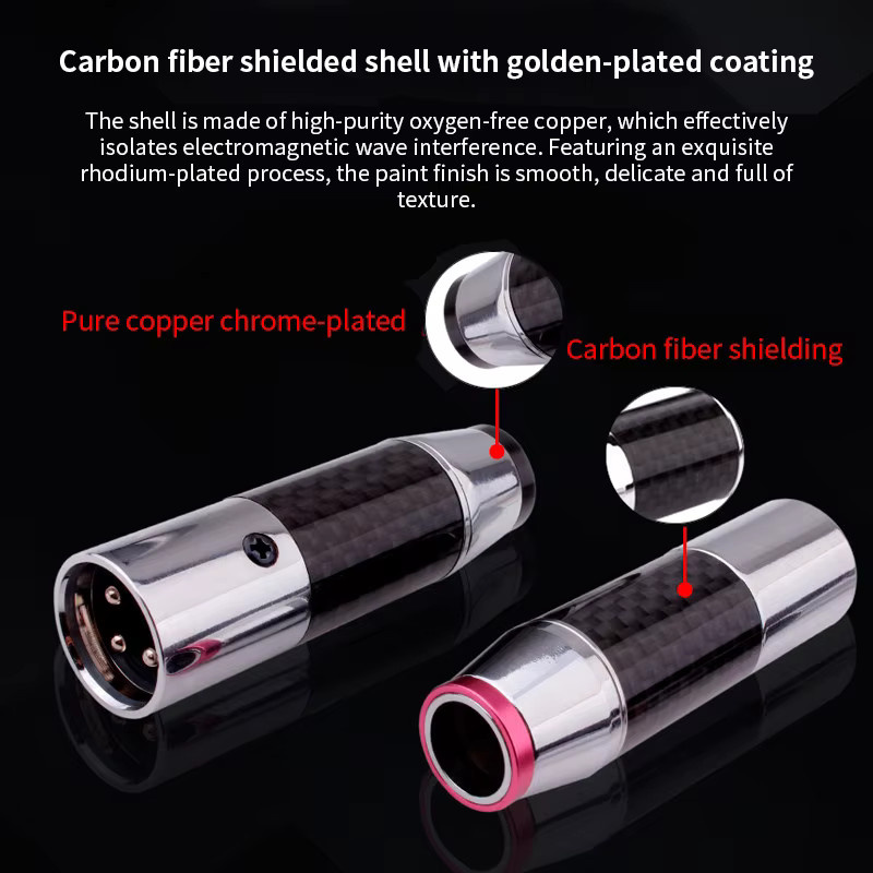 YYAUDIO High-End XLR Stecker oder Buchse aus Kohlefaser mit Rhodium- und Goldbeschichtung in Rot - Bild 2