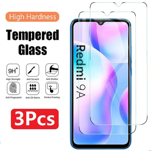 3er-Set 9D Gehärtetes Glas Displayschutz für Xiaomi Redmi 7 8 9 10 7A 8A 9A 9T 9C 10A 10C 12 12C 13C 14C 5G in Transparent - Bild 1