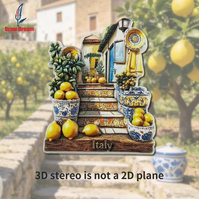 Kreativer 3D-Kühlschrankmagnet Italienische Amalfi-Küste in Gelb und Multicolour als Reise-Souvenir zur Dekoration von Heim und Büro - Bild 1