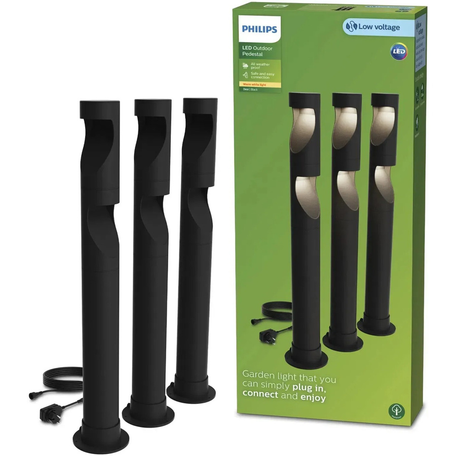 Philips Desi LED Außenstandleuchte Set Schwarz 4.5W Warmweiß - Bild 2