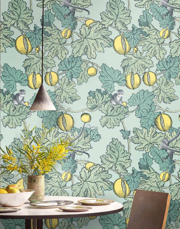 Cole & Son Tapete Frutto Proibito in Seafoam & Lemon mit Grün, Gelb und Türkis - Bild 2