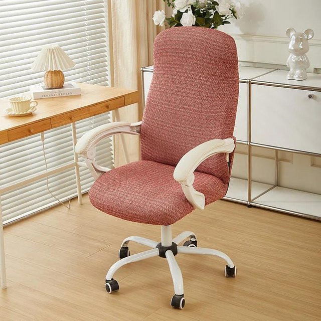Elastischer Chenille Bürostuhlbezug in Pink, abnehmbare und waschbare Hülle für Computerstühle und Gaming-Sessel - Bild 1