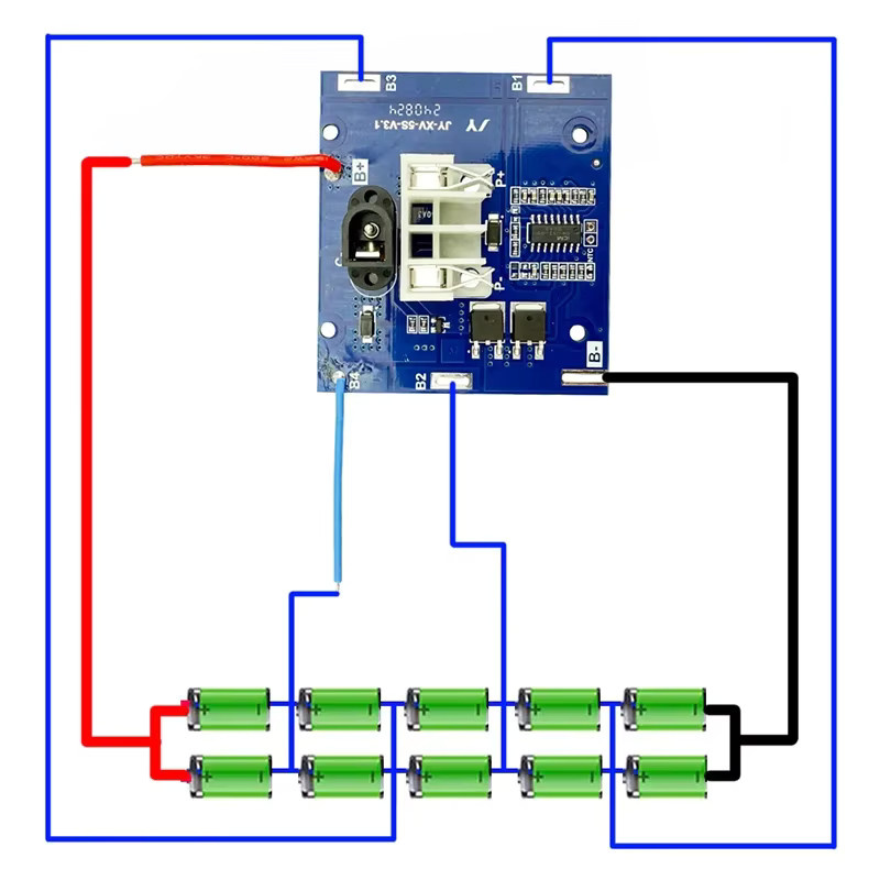 Worx Ersatzgehäuse mit Schutzplatine PCB für 10er 18650 Lithium-Ionen-Akkupacks kompatibel mit WA3572 WA3590 WA3550 WA3551 - Bild 3