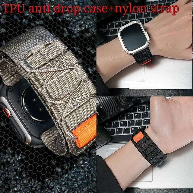 CAOWTAN Uhrenarmband Nylon, TPU-Hülle, Schwarz - Bild 1