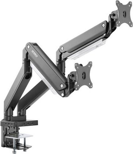SpeaKa Professional SP-MM-830 2-fach Monitor-Tischhalterung mit integrierter Dockingstation und Gasdruck-Technik, Matt Black, für 43,2 cm bis 88,9 cm Displays - Bild 1