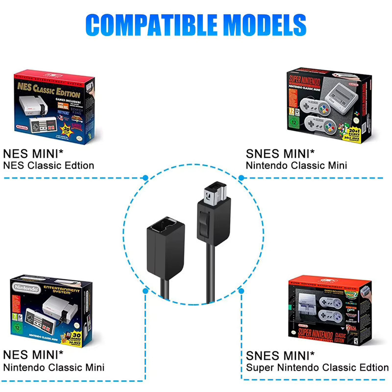 Nintendo Verlängerungskabel für SNES Classic Mini, NES und Wii Controller, Schwarz, 300 cm - Bild 2