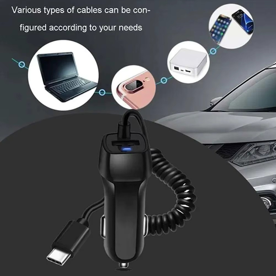 Schnelles USB-C Auto-Ladegerät mit QC 3.0 für Samsung S21 S22 S23 und Lkw in Schwarz - Bild 2