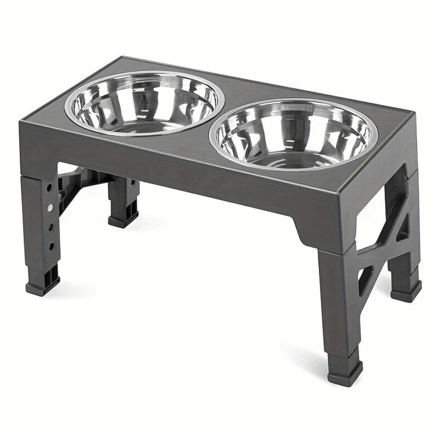 Yiran Furniture Verstellbarer erhöhter Hundenapfständer in Schwarz mit 2 Edelstahlnäpfen - Bild 4