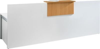 Empfangstheke Come-In mit 1 Ablage, gerade, weiß/Buche-Dekor, Breite: 240 cm - Bild 1