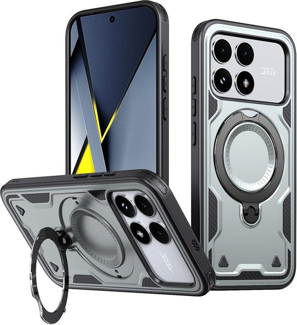Xiaomi POCO F8 Pro Hülle mit militärischem Fallschutz und verstellbarem Ring Rückenständer aus Hartem PC und TPU - Bild 1