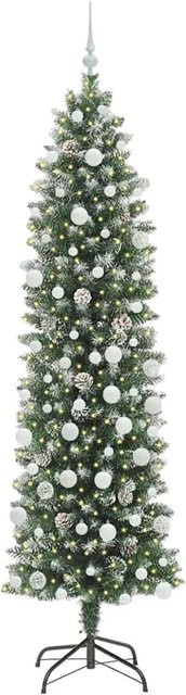 vidaXL Künstlicher Weihnachtsbaum Konisch in Grün und Weiß, Höhe: 210 cm - Bild 1