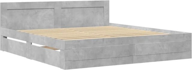 vidaXL Bettgestell mit Kopfteil aus Holzwerkstoff in Betongrau, B/T/H: 180 x 200 x 183 cm - Bild 1