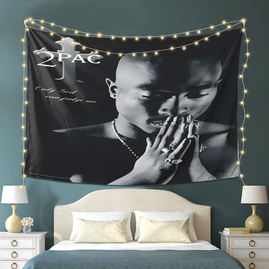 Wandteppich 2Pac Tupac Shakur von JMG Household Supplies, Farbe: Schwarz, Material: Polyester, Breite: 40 cm, Höhe: 60 cm - Bild 4