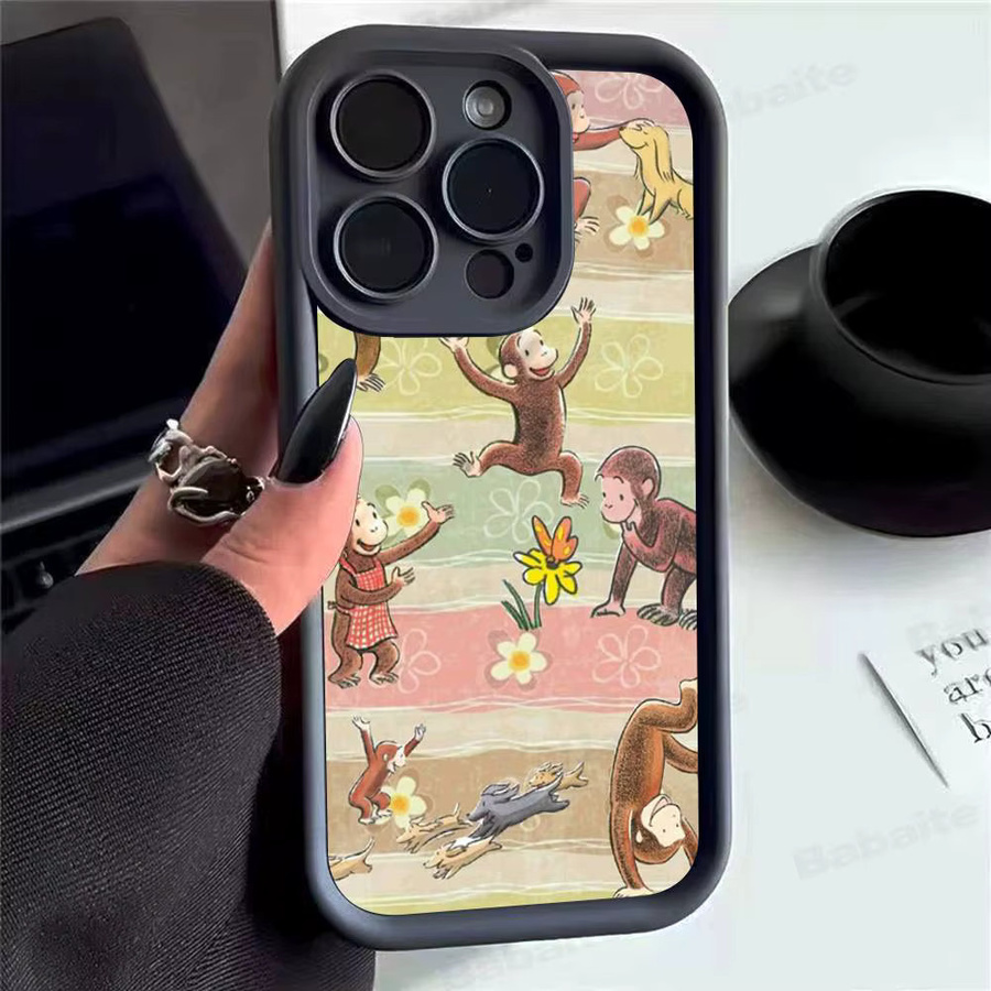 Curious George Affen Silikon Softphone Hülle für Apple iPhone in Schwarz - Bild 5
