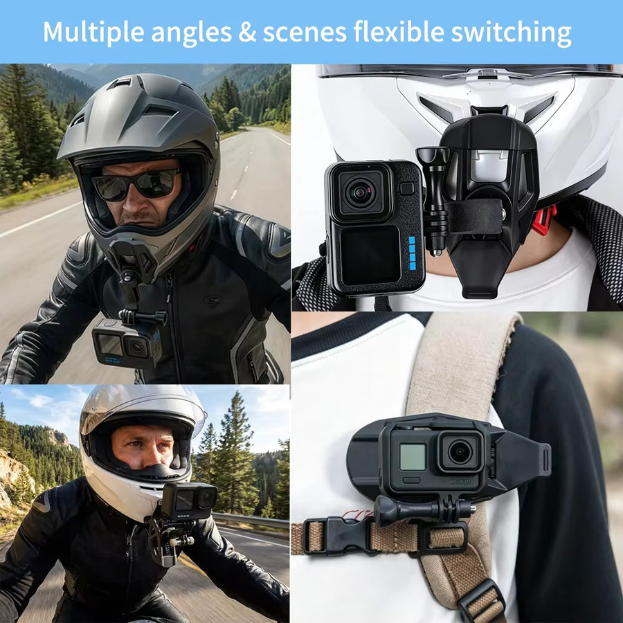 Erchang Universelle Helmhalterung für GoPro, Osmo und Insta360 Action-Kameras in Schwarz - Bild 4