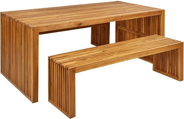 Beliani Gartentisch Set SULZANO in Heller Holzfarbe und Braun - Bild 1