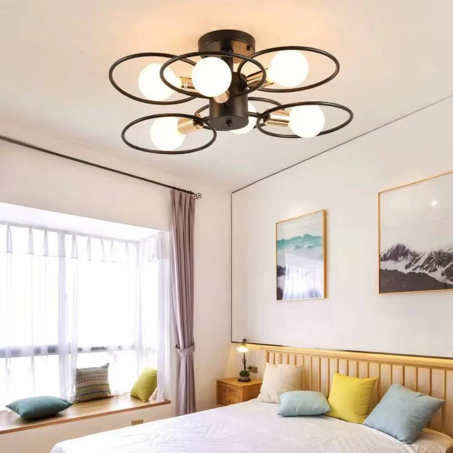 JOYINLED Nordic Pendelleuchte aus Eisen im minimalistischen Design mit mehreren Köpfen, E27, Schwarz und Gold - Bild 2