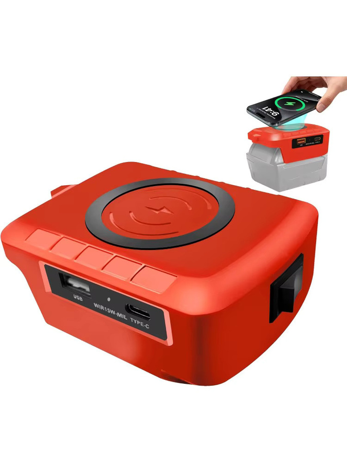 Milwaukee Akku-Adapter für 18V Akkus mit USB-A und USB-C Ausgang in Rot - Bild 6
