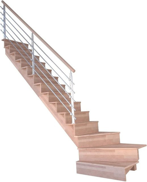 StarWood Treppe Lindos Pro Buche mit Design-Geländer aus Edelstahl, Farbe: Braun/Silber, Länge: 80 cm - Bild 1