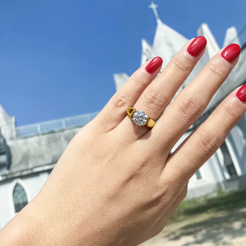 IOGOU Verlobungsringe, 925 Silber, vergoldet, Diamant, Damen Herren - Bild 2