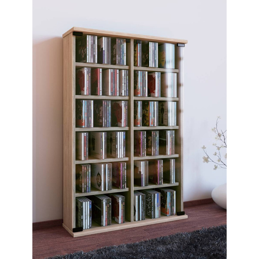 VCM CD Regal Roma in Eiche braun mit ESG-Sicherheitsglastüren, B/H/T: 60 x 91,5 x 18 cm - Bild 4