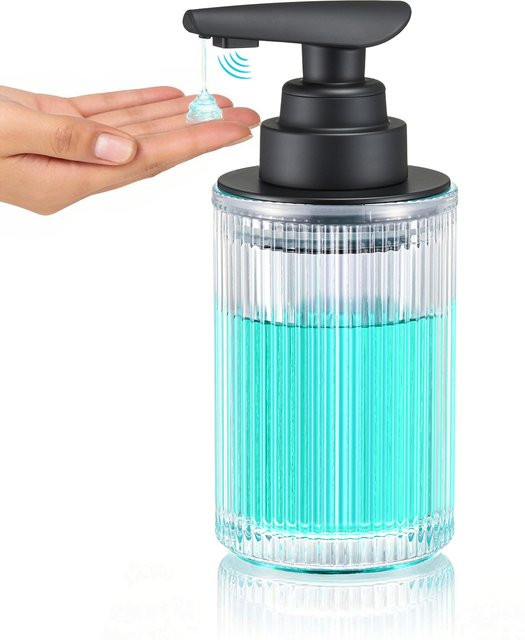 Automatischer kontaktloser Seifenspender aus Glas von YAUKPH in Schwarz, wiederaufladbar via Typ-C, Füllmenge: 360 ml - Bild 1