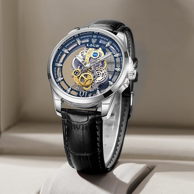 Lige Armbanduhr Quarz, Leder, Blau, Herren - Bild 1