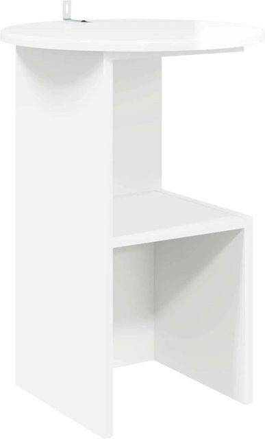 vidaXL Beistelltisch in Weiß Hochglanz, runder Couchtisch aus Holzwerkstoff, Durchmesser: 39,5 cm, Höhe: 55 cm - Bild 1