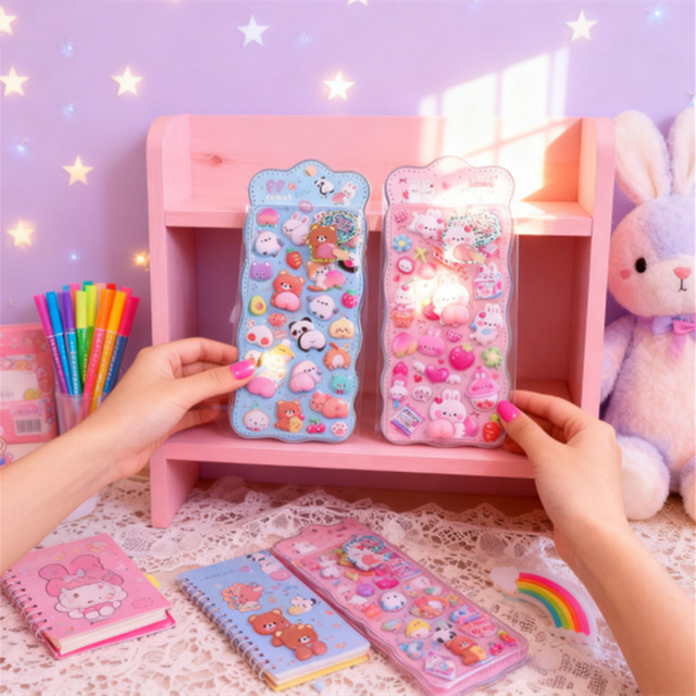 HUAHUA2026 DIY-Scrapbook-Aufkleber-Set mit 3D-Pfirsich-Tier-Design aus Resin in Multicolour zur Tagebuch-Dekoration - Bild 1