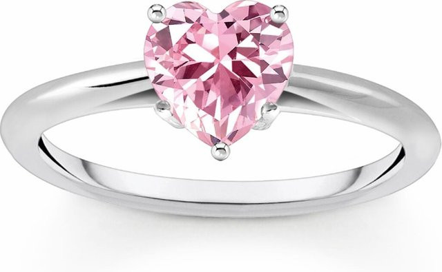 Thomas Sabo Ring 925 Silber, Pinkfarbener Stein, Herzform, Damen - Bild 1
