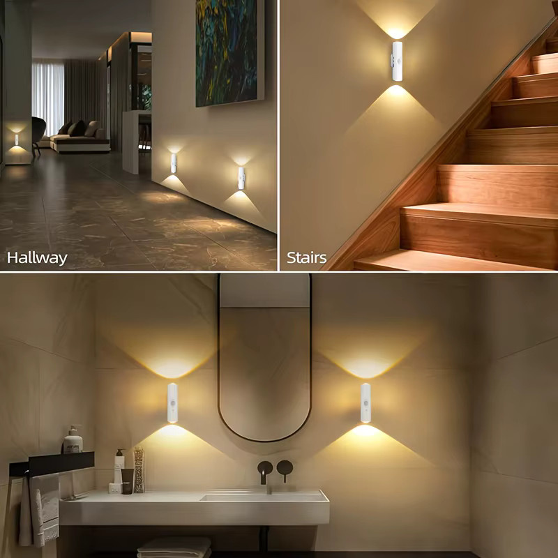 ZTree LED-Wandleuchte mit Bewegungsmelder in Weiß, USB wiederaufladbares Nachtlicht für Schlafzimmer, Flur, Treppe und Büro - Bild 2