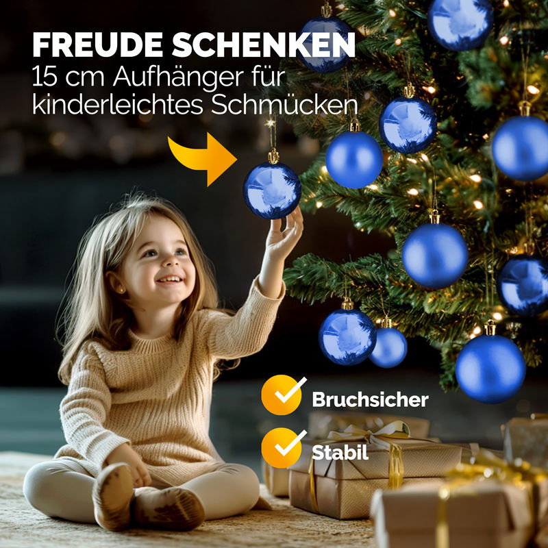 Casaria Weihnachtskugeln Blau 54-teiliges Set aus Kunststoff als Hängeornament für deine Weihnachtsdekoration - Bild 4