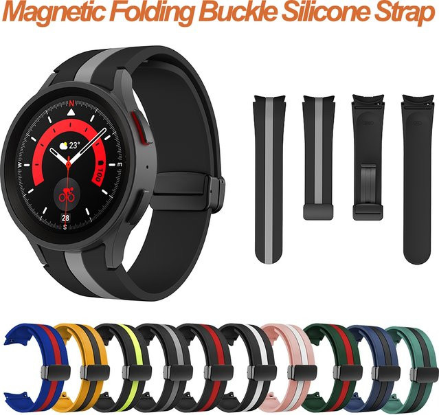 XTargo Uhrenarmband Silikon, Magnet Klappschnalle, Schwarz, Unisex - Bild 1