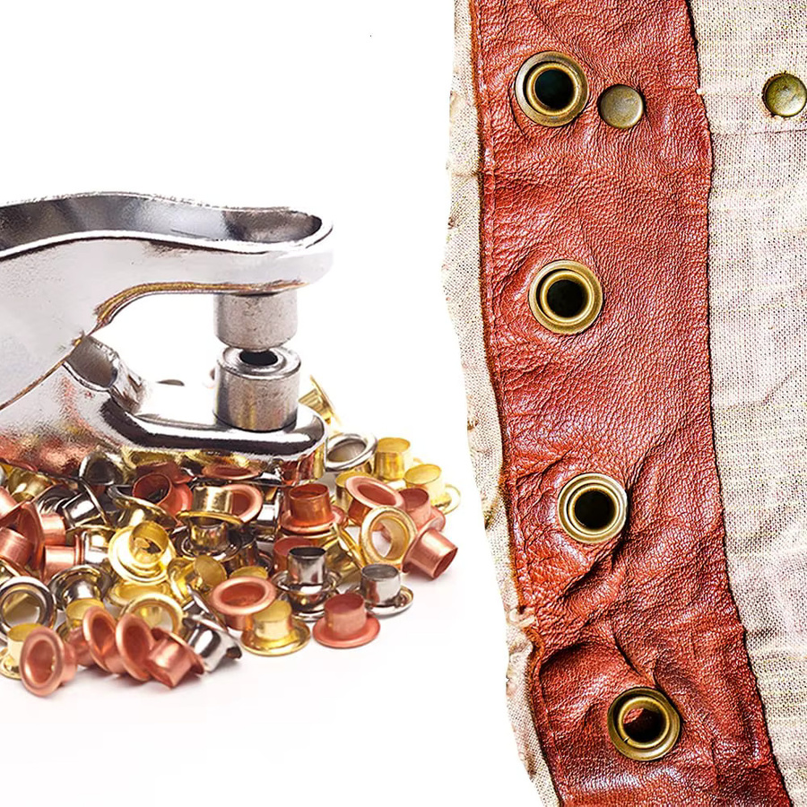 OLOEY Ösen Set mit Zange und 100 Goldene Ösen 4,5 mm für Leder, Leinwand und Handwerk - Bild 4