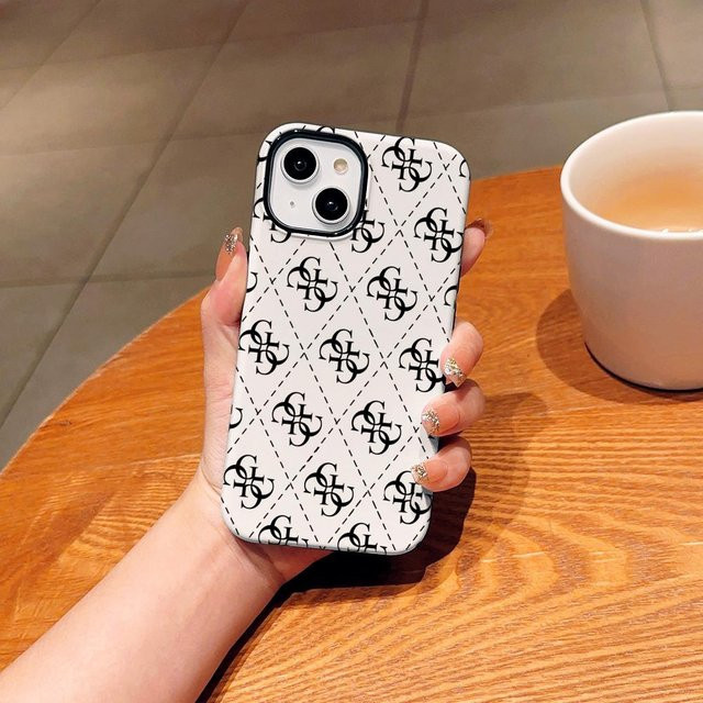 G-GUESSES Glänzende Handyhülle mit HD-Doppelschicht-Flüssigkeitsrückseite für iPhone 17 16 15 14 13 12 Pro Max Plus, Farbe: Weiß - Bild 1