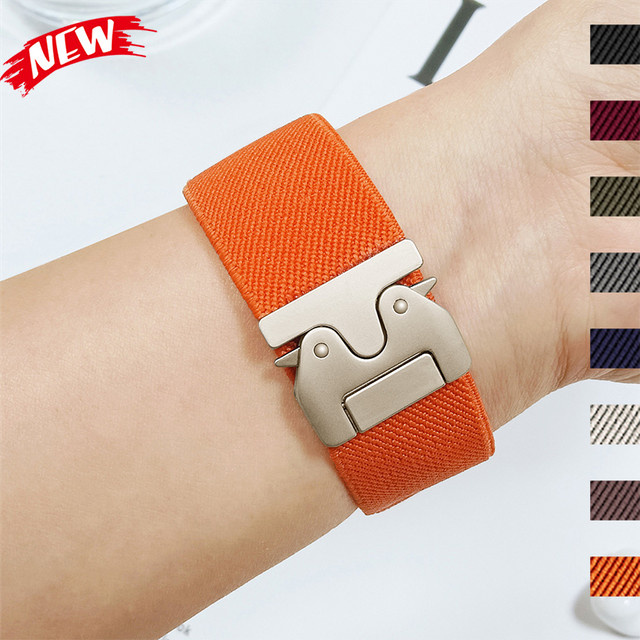 CAOWTAN Geflochtenes Nylonband für Samsung Galaxy Watch Ultra, Galaxy Watch 8 Classic 46 mm, Galaxy Watch 8 40 mm und 44 mm, elastisches Fallschirmarmband in Orange, Unisex - Bild 1