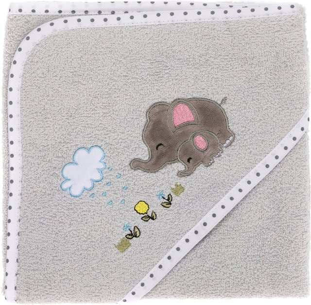 Fillikid Kapuzenbadetuch für Kinder aus Baumwolle in Grau, B/H: 75 x 75 cm - Bild 1