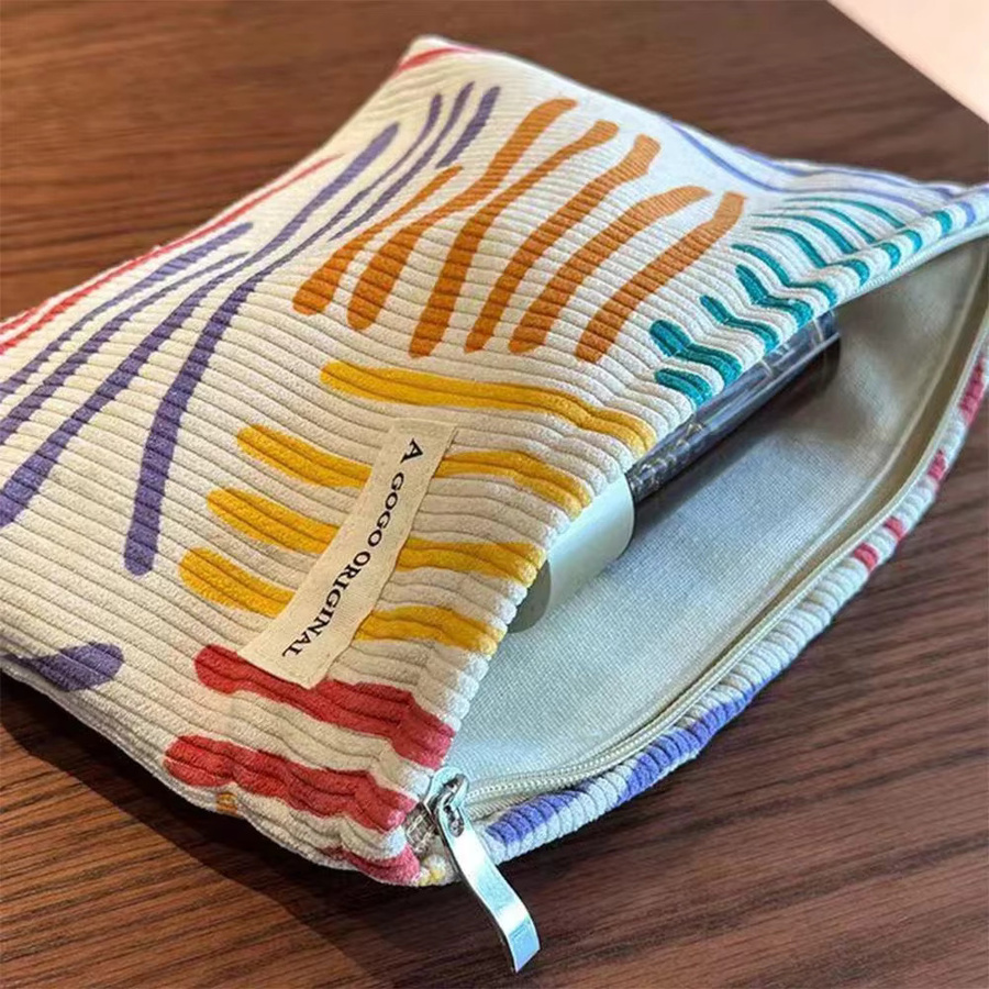 NANCY TINO Kosmetiktasche, Bunte Gestreifte Cord, Reise-Make-up-Aufbewahrungstasche - Bild 4