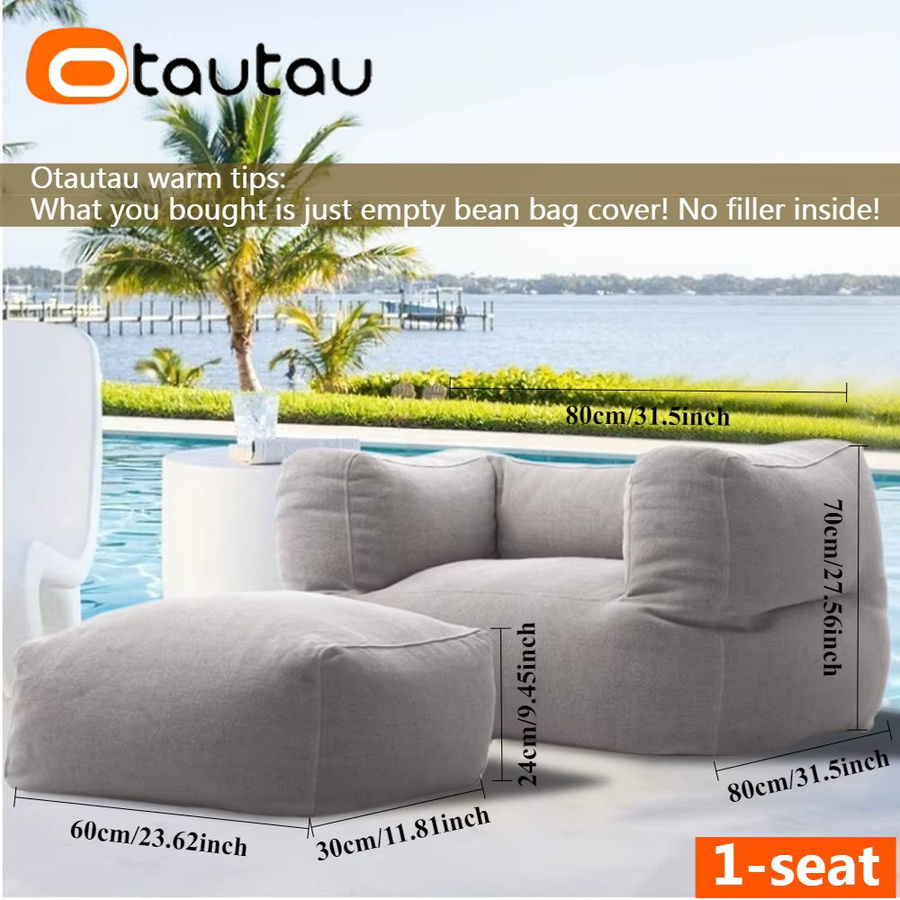 OTAUTAU 2-Sitzer Outdoor Chenille Sitzsackbezug für Sessel und Beach Club Sofa, Grau - Bild 3