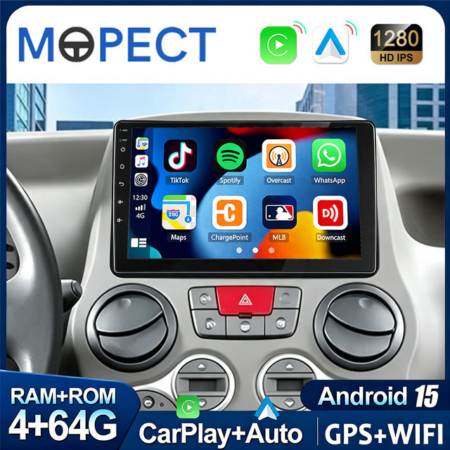 MOPECT 2Din Carplay Android Autoradio für Fiat Panda (2003-2012) mit GPS, 4G, WIFI, DAB+ und Dashcam in Schwarz - Bild 1