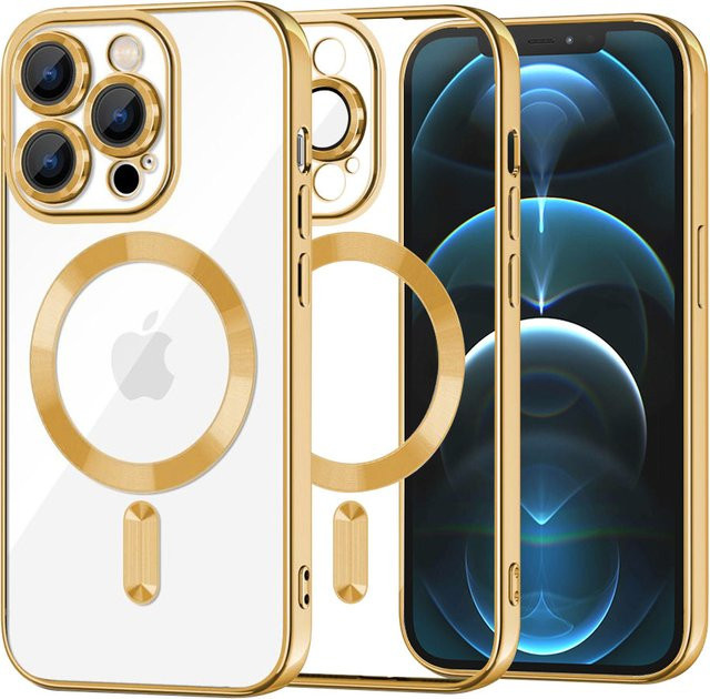 Techsuit Luxury Crystal MagSafe-Hülle für Apple iPhone 12 Pro Max in Gold und Transparent - Bild 1