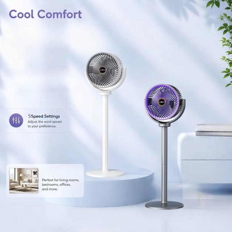 GSNOMLY 2-in-1 Moderner Stand- und Tischventilator mit 5 Stufen und Höhenverstellung für Zuhause, Büro und Schlafzimmer - Bild 2