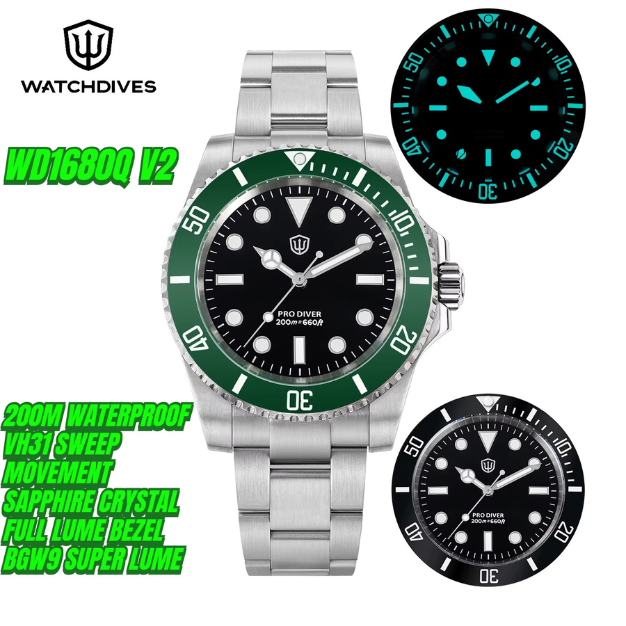 Watchdives Armbanduhr, Quarz, Edelstahl, Saphirglas, Herren - Bild 2