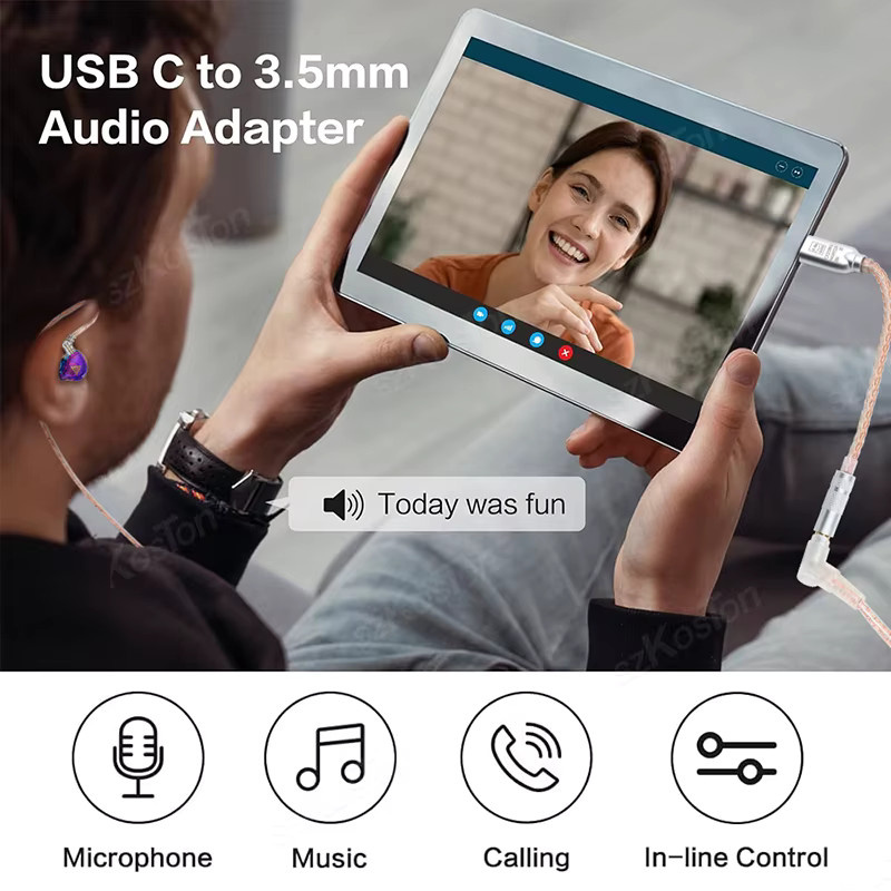 SZKOSTON USB-C auf 3,5mm Kopfhörerverstärker mit CX31993 und MAX97220 Dual-Chip Audio-Decoder IEM AMP Adapter für iPhone 15 und Samsung in Schwarz oder Silber - Bild 2