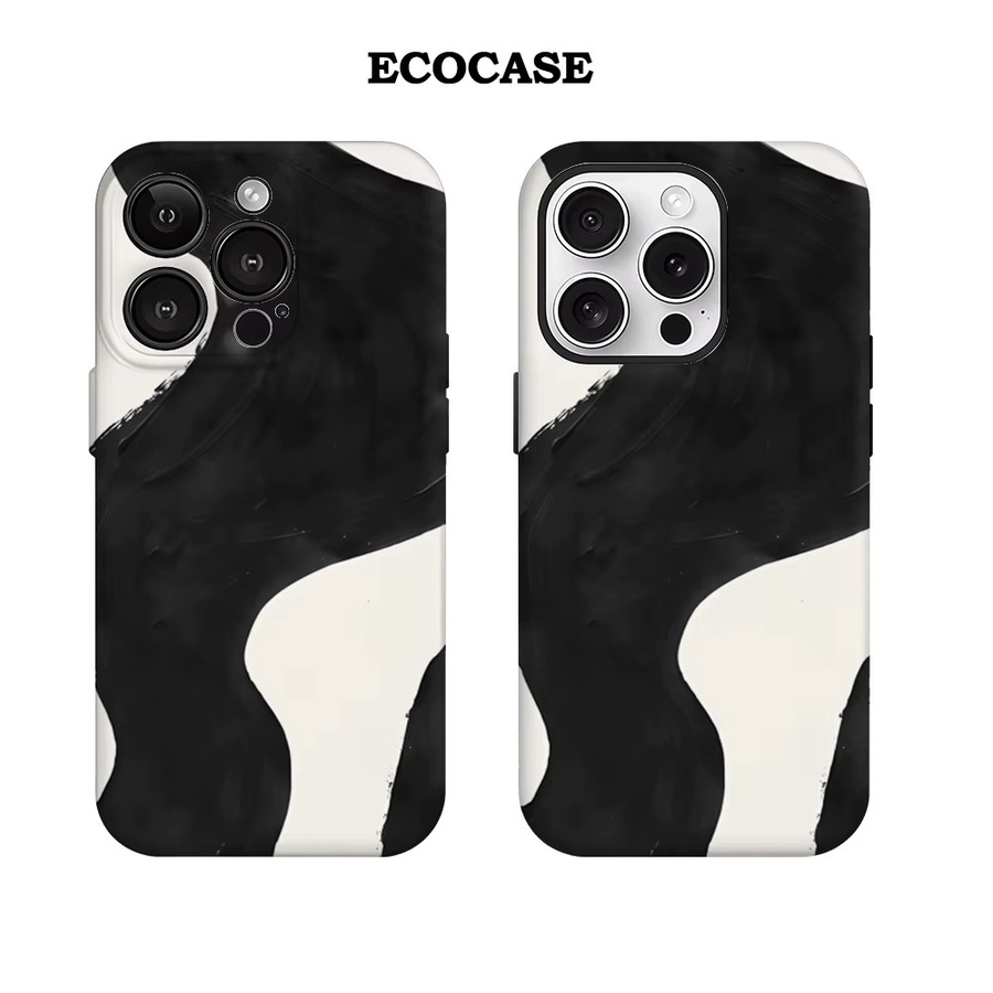 Potdemiel Handyhülle Black Ink Flow für iPhone 17 16 15 14 13 12 11 Pro Max Plus mit doppelschichtiger Rückseite in Schwarz und Multicolour - Bild 2