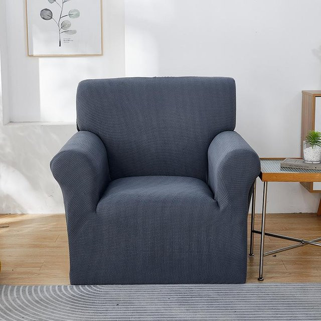 Yiran Furniture Elastischer Einzelsofa-Überzug aus Polyester in Grau für alle vier Jahreszeiten, Breite: 145-185 cm - Bild 1