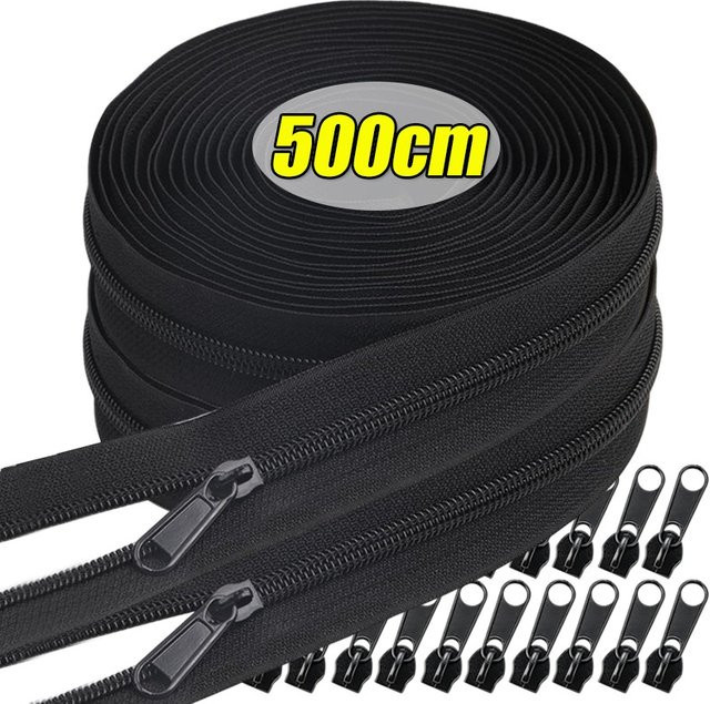 Hochleistungs-Nylon-Reißverschlussband in Schwarz-Weiß mit Ersatzschiebern für Reparaturen und DIY-Projekte - Bild 1